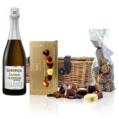 Louis Roederer Brut Nature Champagne 75cl And Chocolates Hamper